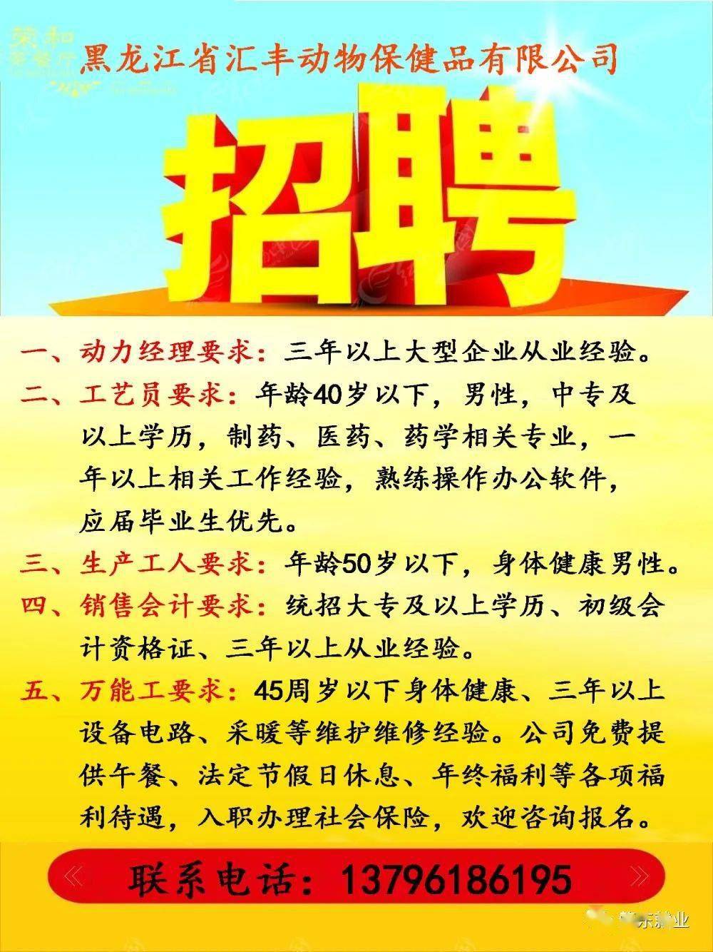肇东最新招聘